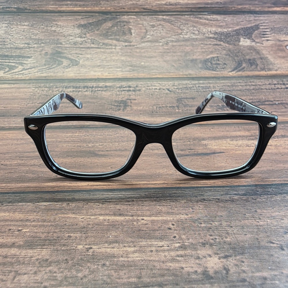 Ray-Ban Junior RB 1531 3803 Black Grey Script Rectangular Eyeglasses 48-16-130